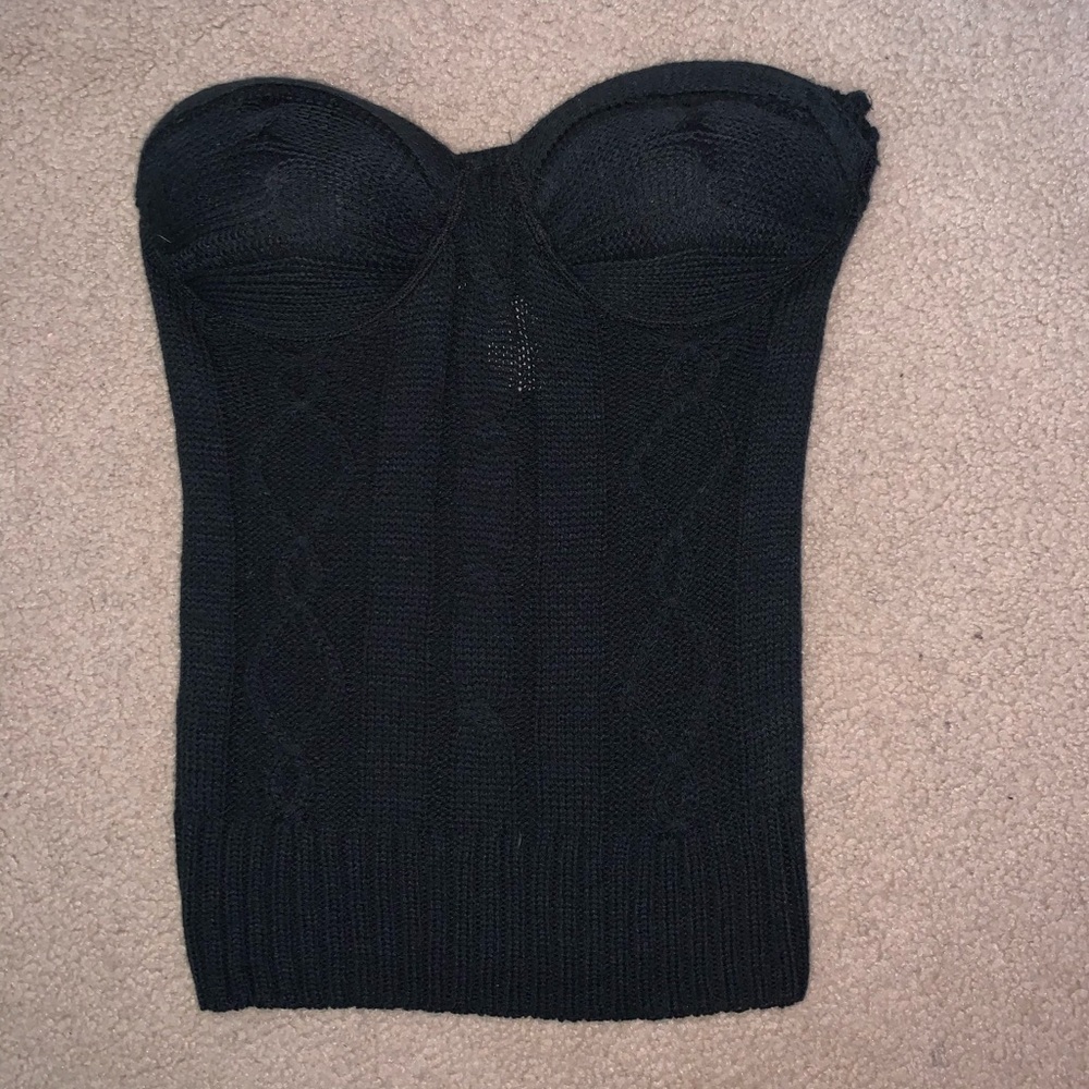 Black cable knit tube top
